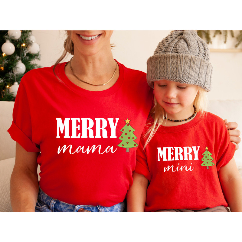 Mama Mini Matching Christmas Tee, Family Christmas Shirts, Matching Pajamas, Mom and Daughter Shirts, Mom and Son Tee, Holiday matching Tee.jpg