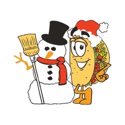 taco and snowman svg, cartoon christmas svg, merry christmas svg, taco clipart, snowman clipart, digital download