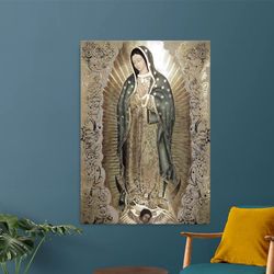 virgin of guadalupe, immaculate virgin mary wall art, virgin of guadalupe canvas painting, religious canvas painting