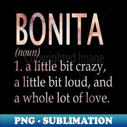 Bonita Girl Name Definition - Retro PNG Sublimation Digital Download - Add a Festive Touch to Every Day