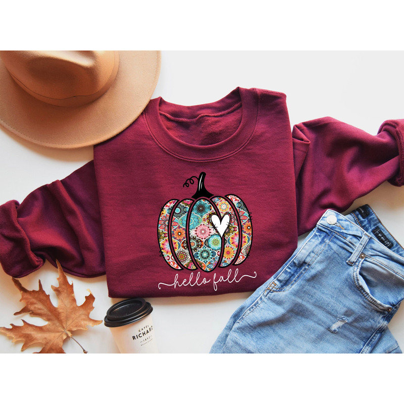 Hello Fall Sweatshirt, Pumpkin Season Sweatshirt, Welcome Fall Shirt, Hello Fall Shirt, Fall Shirts, Hello Fall Tee, Autumn Leaves Sweater.jpg