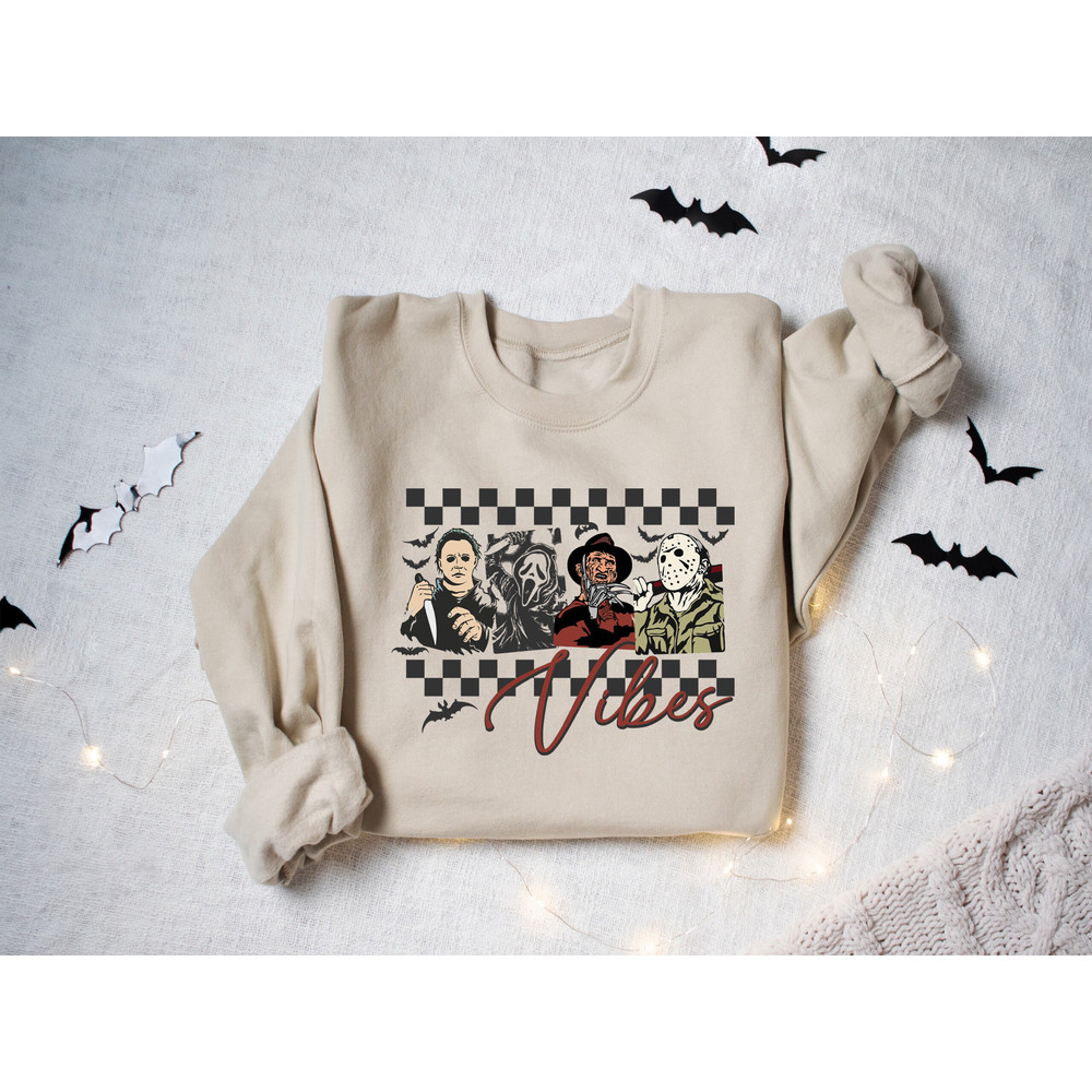 Horror Movie Vibes Sweatshirt, Halloween Shirt, Jason Freddy Scream Shirt, Halloween Party Shirt, Halloween Vibes, Halloween T-Shirt.jpg