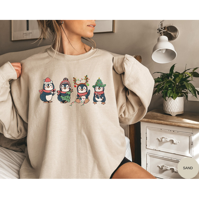 Penguin Merry Christmas Sweatshirt, Cute Penguin Xmas Light Sweater, Christmas Penguin Lover Shirt, Christmas Gift, Animal Lover Gift.jpg