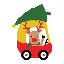 reindeer red car christmas tree svg, reindeer clipart, merry christmas svg, noel svg, winter svg, holidays svg