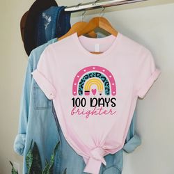 100 days brighter shirt, school 100 days celebration outfit, teacher 100 days of school shirt, 100th day shirt for girls