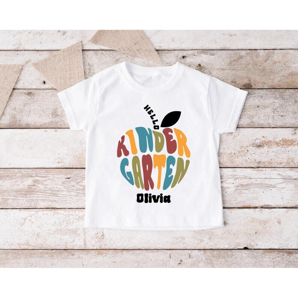 Custom Kindergarten T-shirt, Back To School Gift, Kindergarten Shirt, Personalized School Gift, First Day of School, Kindergarten Girl.jpg