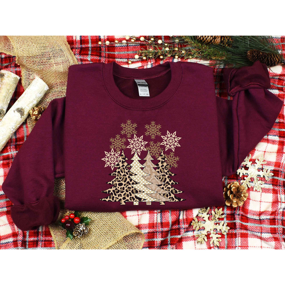 Leopard Christmas Trees Shirt, Merry Christmas Shirt, Christmas Tree Shirt, Leopard T-Shirt, Holiday Shirt, Leopard Print Christmas Shirt.jpg