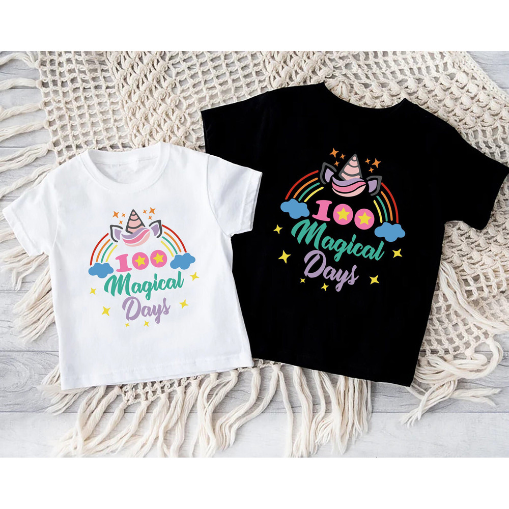 Girls 100 Days Of School Shirt, Unicorn 100 Magical Days, 100 Days Shirt, Girls School T-shirt, 100 Days Of School Gift, Happy 100 Days.jpg
