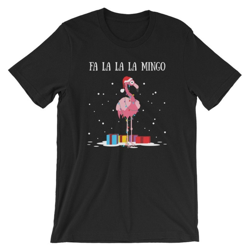 Fa La La La Mingo Flamingo Christmas Tree Lights T-Shirt.jpg