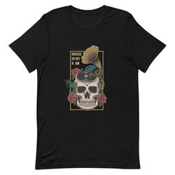 music in my head skull bella canvas unisex cotton t-shirt