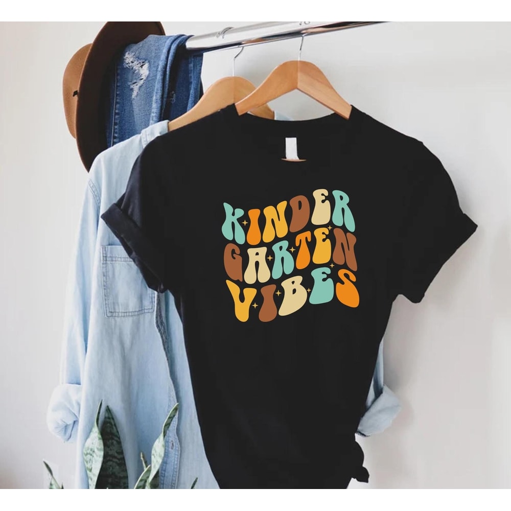 Kindergarten Vibes Tshirt, Kindergarten Teacher Shirt, Gift For Kindergarten Teacher, Back To School Gift, Retro Kindergarten Teacher Shirt.jpg