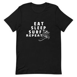 eat sleep surf repeat bella canvas short-sleeve unisex cotton t-shirt