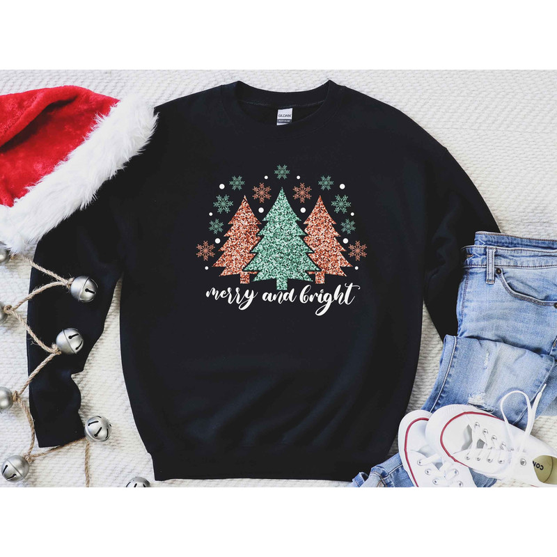 Merry And Bright Christmas Trees Shirt, Merry And Bright Shirt, Merry Christmas Shirt, Christmas Season Shirt, Christmas Gift Sweatshirt.jpg
