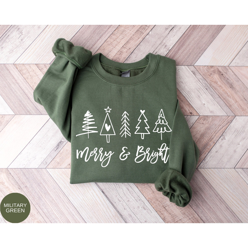 Merry and Bright Sweatshirt, Christmas Tree Shirt, Merry Christmas Shirt, Merry and Bright Trees Tee, Christmas Gift, Gift For Mom.jpg