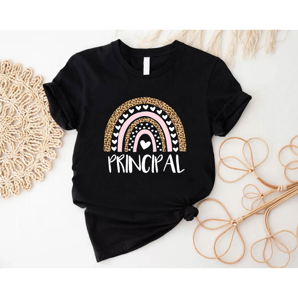 Principal T-shirt, School Principal Shirt For Women, Leopard Rainbow Gift Shirt, Gift For Principal, Principal Life Tee, New Principal Gift.jpg