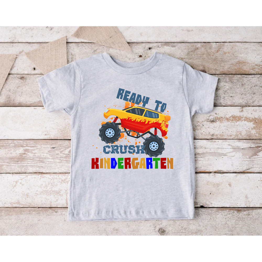 Ready To Crush Kindergarten T-Shirt, Boys Kindergarten Shirt, Gift for School Kids, Boys Back To School Shirt, Kinder Life Shirt,School Tee.jpg