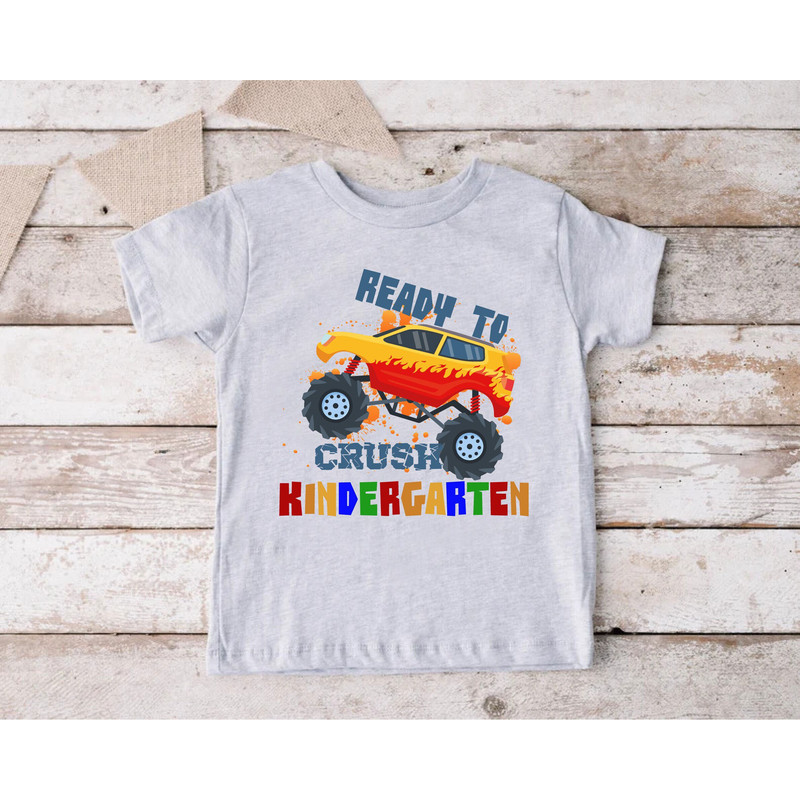 Ready To Crush Kindergarten T-Shirt, Boys Kindergarten Shirt, Gift for School Kids, Boys Back To School Shirt, Kinder Life Shirt,School Tee.jpg