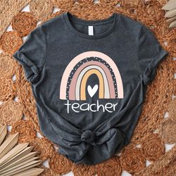 teacher shirts for women, boho rainbow teacher shirt, back to school gift for women teacher, first day of school, teache