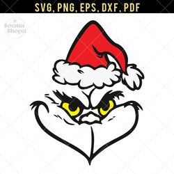 christmas grinch face svg, green christmas svg clipart, compatible with cricut and cutting machine
