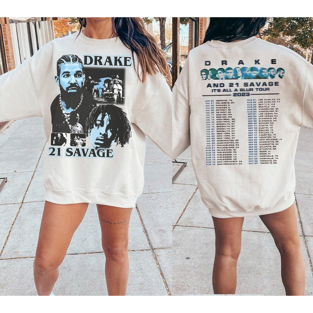 Drake Sweatshirt, Drake & 21 Savage Tour Sweatshirt, It's All A Blur Tour 2023 Sweatshirt, Vintage Drake Rap Shirt, Drake Tour Sweatshirt.jpg