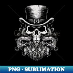 Bearded skull in a top hat - Retro PNG Sublimation Digital Download - Stunning Sublimation Graphics