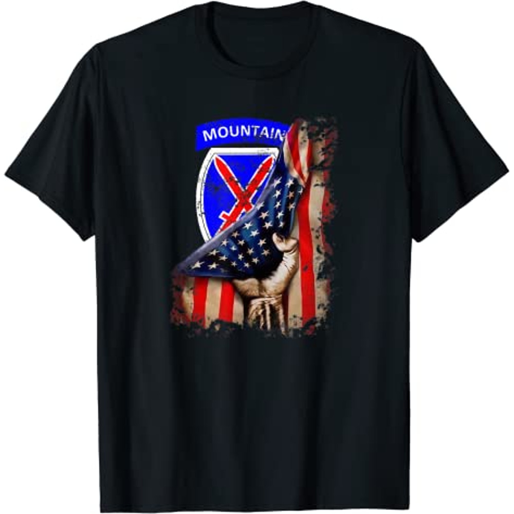 10th Mountain Division US Flag Tear Patriotic Light Infantry T-Shirt.jpg