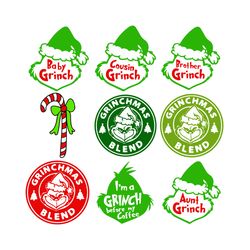 grinch christmas bundle svg, grinch svg, grinch face svg, grinch family svg, grinchmas svg, grinch santa svg