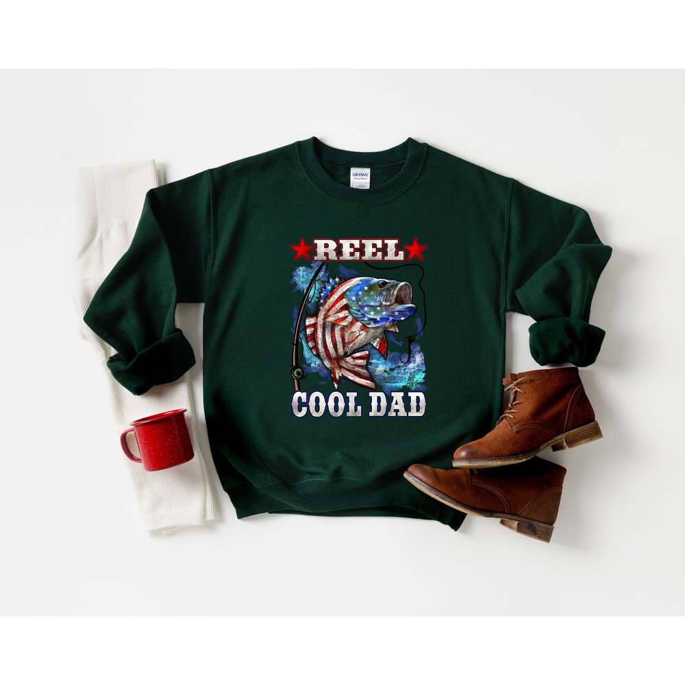 Reel Cool Dad Tshirt, American Flag Dad Shirt, Father's Day Gift, Fishing Dad Shirt, Fishing Father Gift, Dad Gift, Fathers Day Shirt Gift.jpg