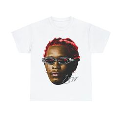 young slatt thug shirt, rap tee concert merch kanye thugger slime season, white red rare hip hop graphic print