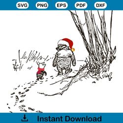 Winnie the Pooh And Piglet Santa Hat SVG For Cricut Files
