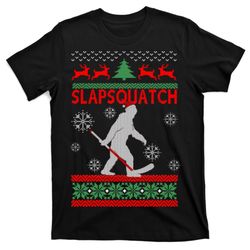 ugly christmas sweater hockey sasquatch t-shirt