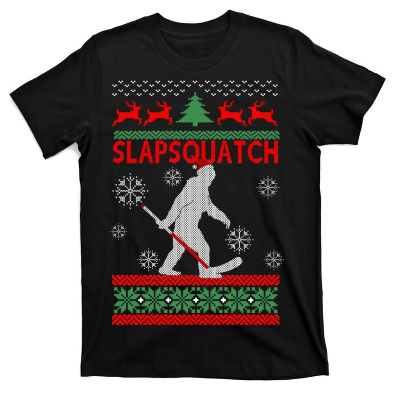 Ugly Christmas Sweater Hockey Sasquatch T-Shirt.jpg