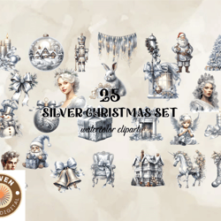 25 Silver Christmas Set, Christian Christmas Svg, Christmas Design, Christmas Shirt, Christmas 17