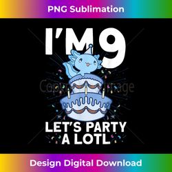 I'm 9 bday Axolotl party cute 9th Birthday Kids Axolotl - Minimalist Sublimation Digital File - Ideal for Imaginative Endeavors