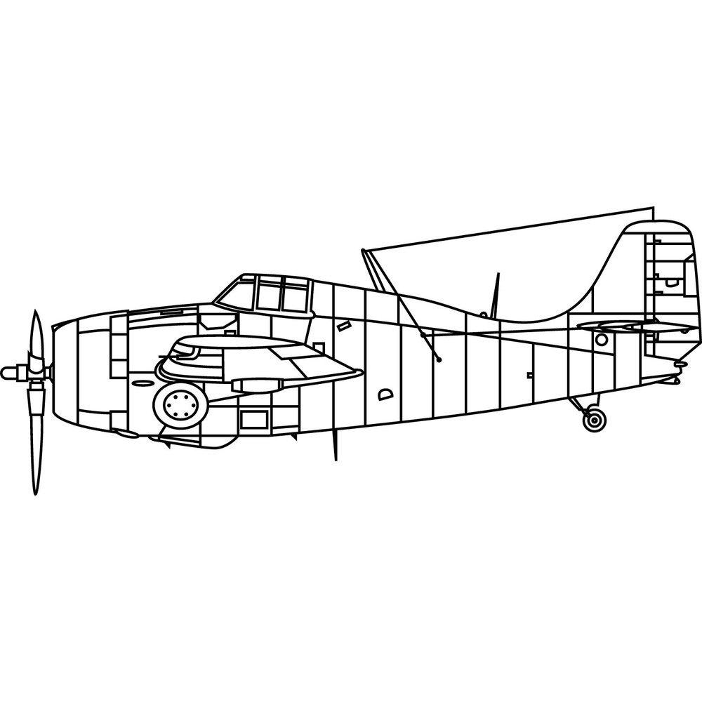 GRUMMAN F4F WILDCAT FIGHTER AIRCRAFT LINE ART VECTOR FILE.jpg