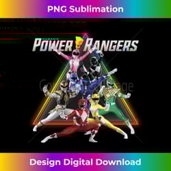 power rangers rainbow pyramid retro action portrait long sleeve - innovative png sublimation design - challenge creative boundaries