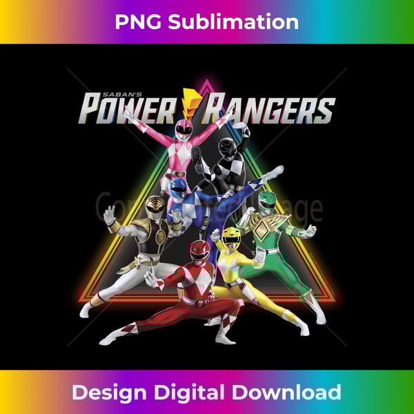 Power Rangers Rainbow Pyramid Retro Action Portrait Long Sle | Inspire ...