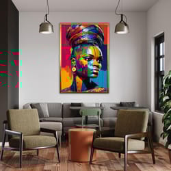african woman portrait art, canvas print, ethnic woman painting, black woman, artwork