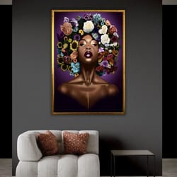 afro american woman painting, canvas print, african woman art, artwork, wall decor