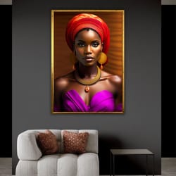 afro girl canvas print, african woman artwork, american girl ethnic artprint, wall decor gift