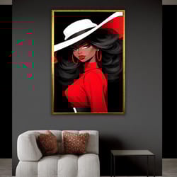 american girl canvas print, african woman artwork, afro girl ethnic artprint, wall decor gift