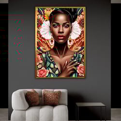 american woman art print, fashion girl canvas print, ethnic artwork, afro american wall decor