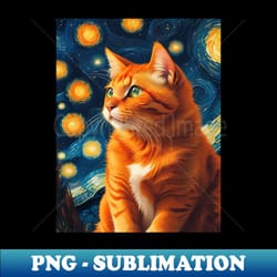 van gogh cat starry night painting for van gogh lover - png transparent digital download file for sublimation - vibrant and eye-catching typography