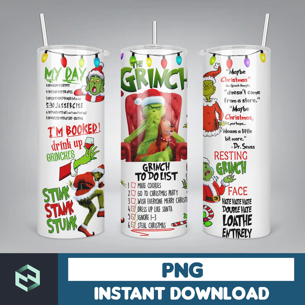 Christmas 20 Oz Skinny Tumbler Sublimation, Christmas Movies Png, Xmas Holiday Png, Santa Hat Png, Christmas 20oz Tumbler Wrap (1).jpg