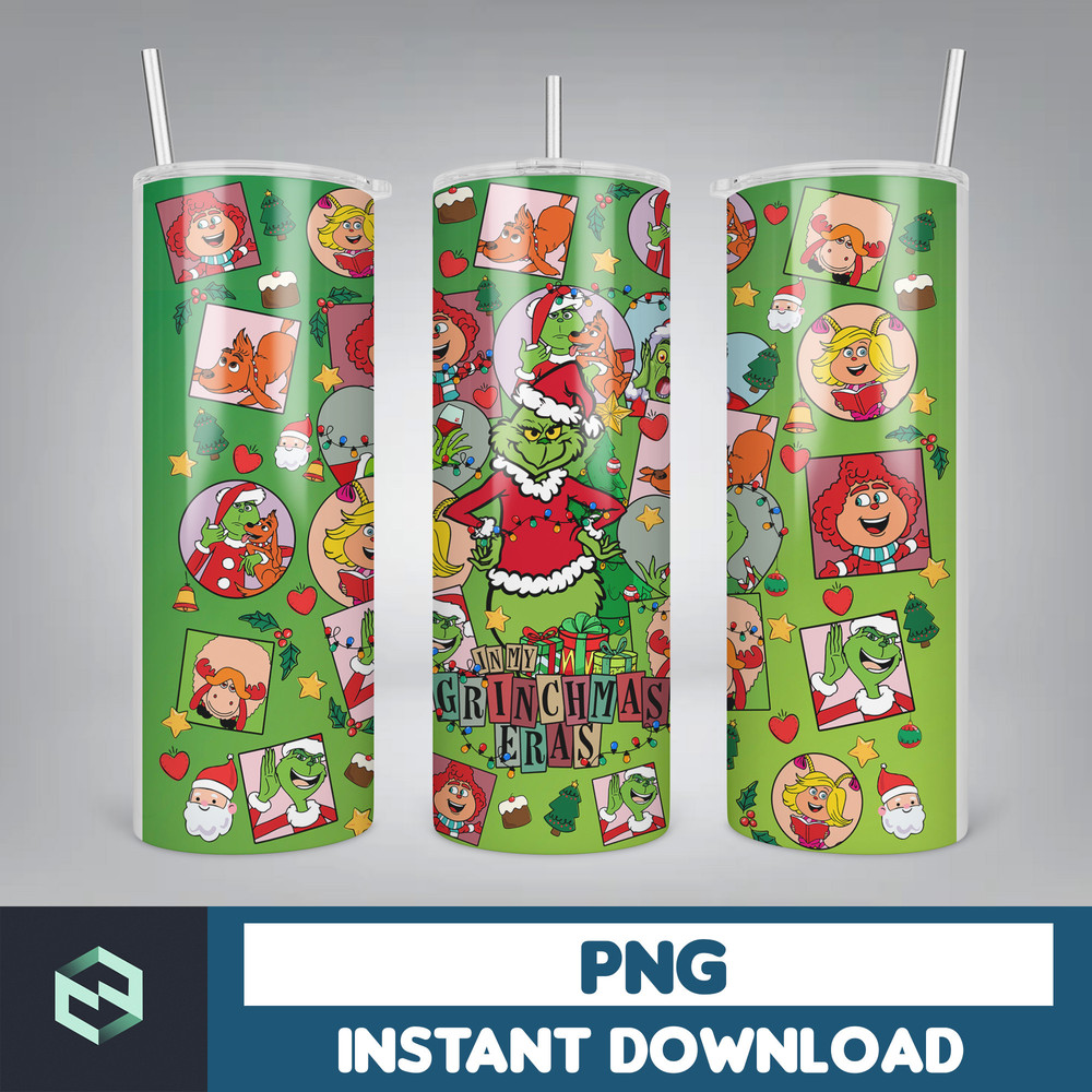 Christmas 20 Oz Skinny Tumbler Sublimation, Christmas Movies Png, Xmas Holiday Png, Santa Hat Png, Christmas 20oz Tumbler Wrap (10).jpg