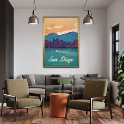 san diego travel print wall art san diego wall hanging home dcor san diego gift art lovers san diego lover gift san dieg