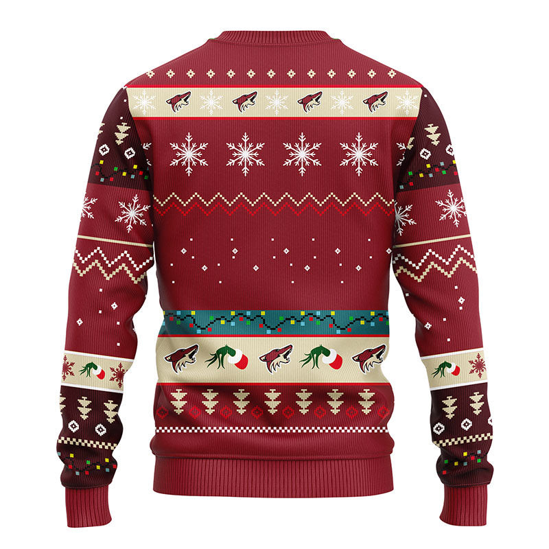 NHL Phoenix Coyotes 12 Grinch Ugly Hoodie 3D Zip Hoodie 3D Ugly Christmas Sweater 3D Fleece Hoodie