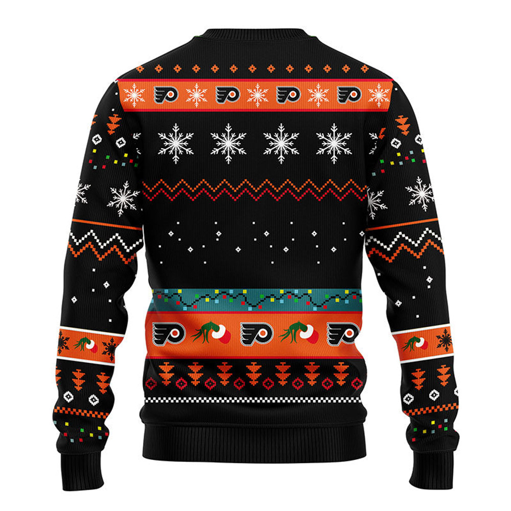NHL Philadelphia Flyers 12 Grinch Ugly Hoodie 3D Zip Hoodie 3D Ugly Christmas Sweater 3D Fleece Hoodie