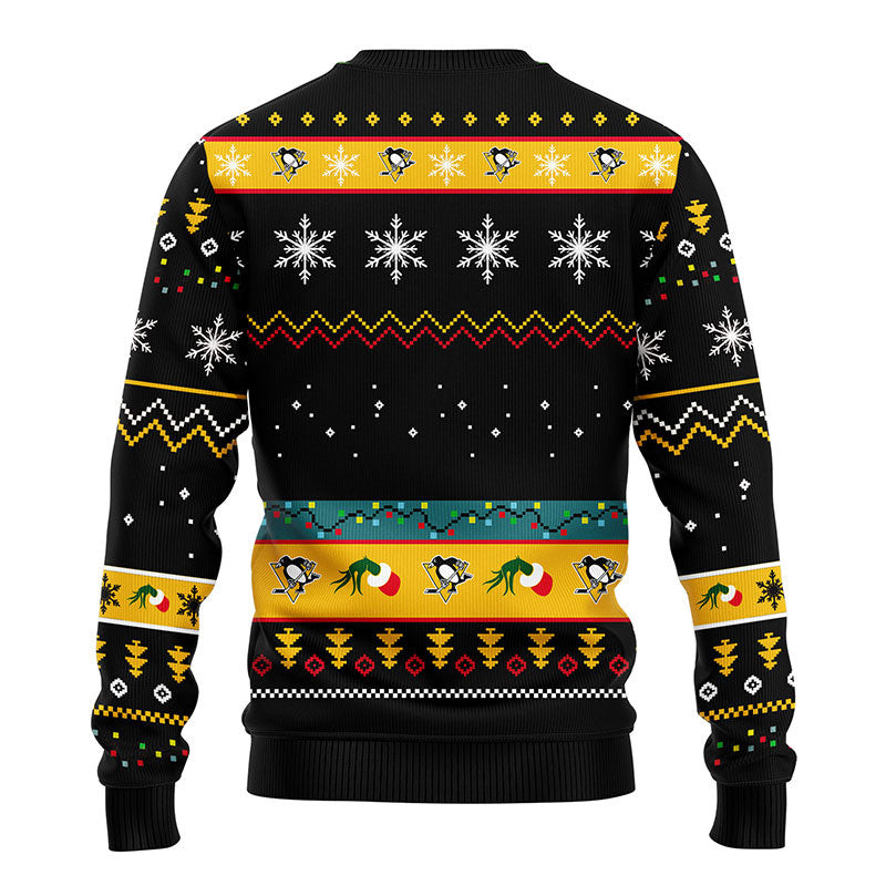 NHL Pittsburgh Penguins 12 Grinch Ugly Hoodie 3D Zip Hoodie 3D Ugly Christmas Sweater 3D Fleece Hoodie