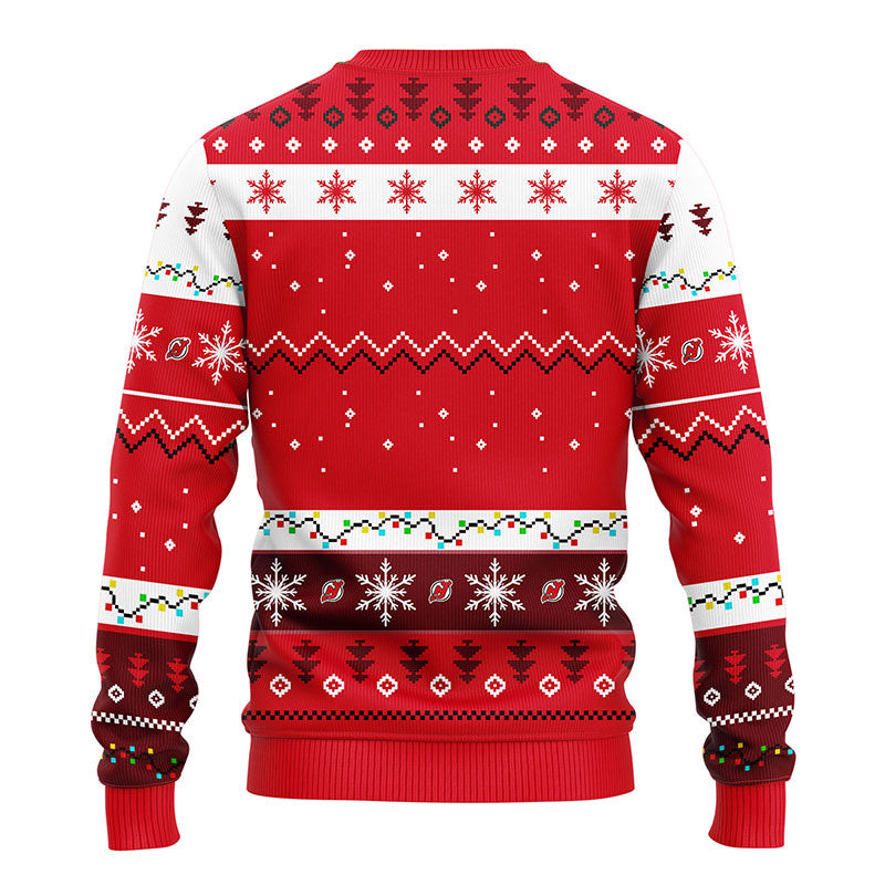 NHL New Jersey Devils Dabbing Santa Claus Ugly Hoodie 3D Zip Hoodie 3D Ugly Christmas Sweater 3D Fleece Hoodie